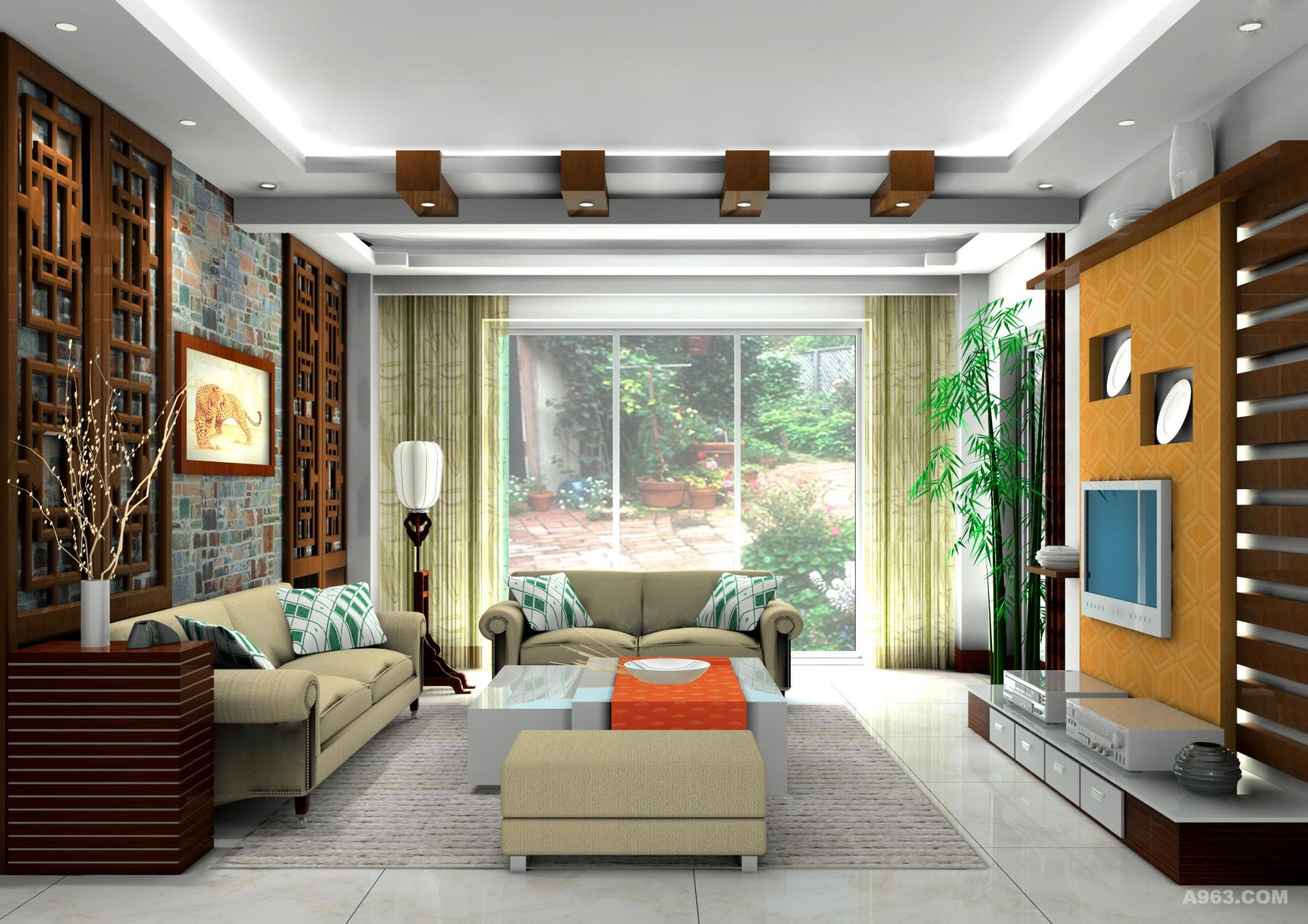 现代复式楼客厅窗帘设计 – 设计本装修效果图